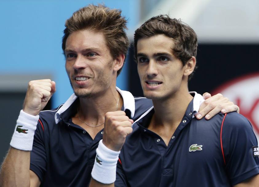 Nell’altra semifinale del doppio, vittoria dei francesi Nicolas Mahut e Pierre-Hugues Herbert contro Ivan Dodig e Marcelo Melo (Epa)